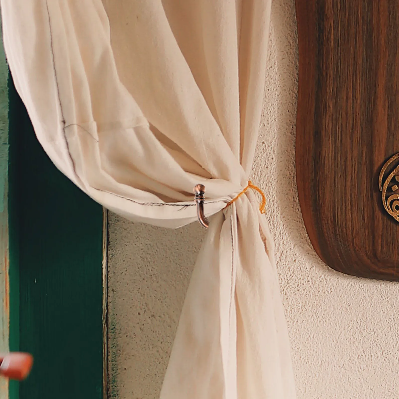 

Curtain Hooks Alloy Wall Mounted For Drapes Rust Resistant Smooth Finish Vintage Style Decorative Tieback Holders Home