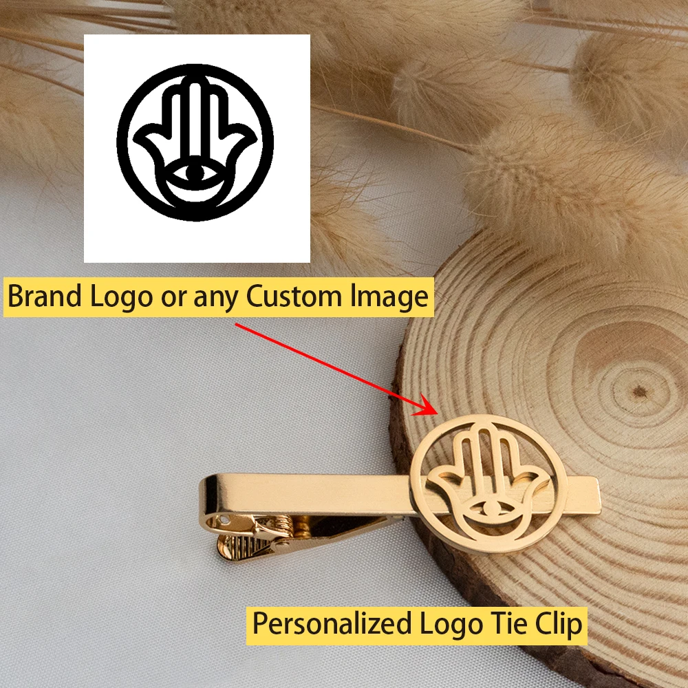 مشبك ربط منقوش من الفولاذ المقاوم للصدأ مخصص، شعار الشركة، تصميم وإنتاج الشارة، تخصيص بالجملة لأي نمط