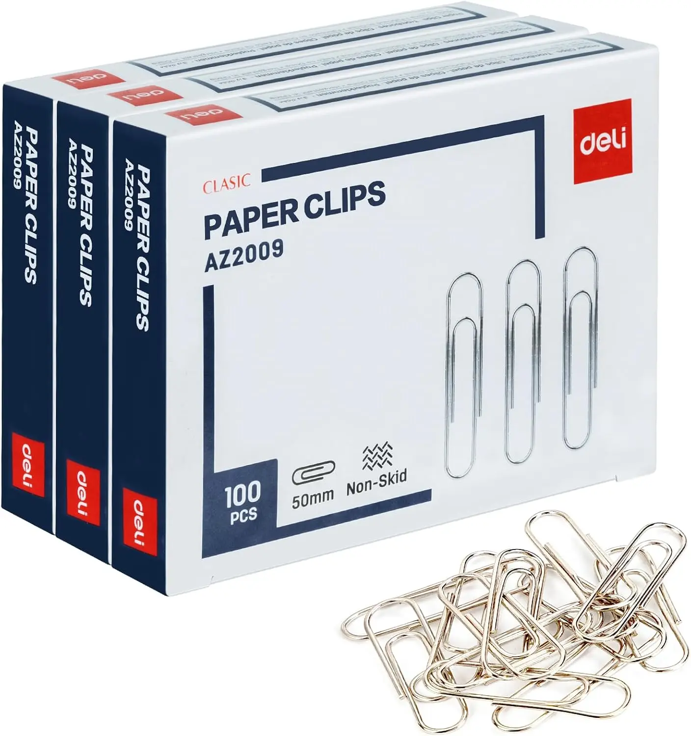 

Large Non-Skid Paper Clips, 300 Pieces in 3 Boxes, Silver Color for Office and School Use