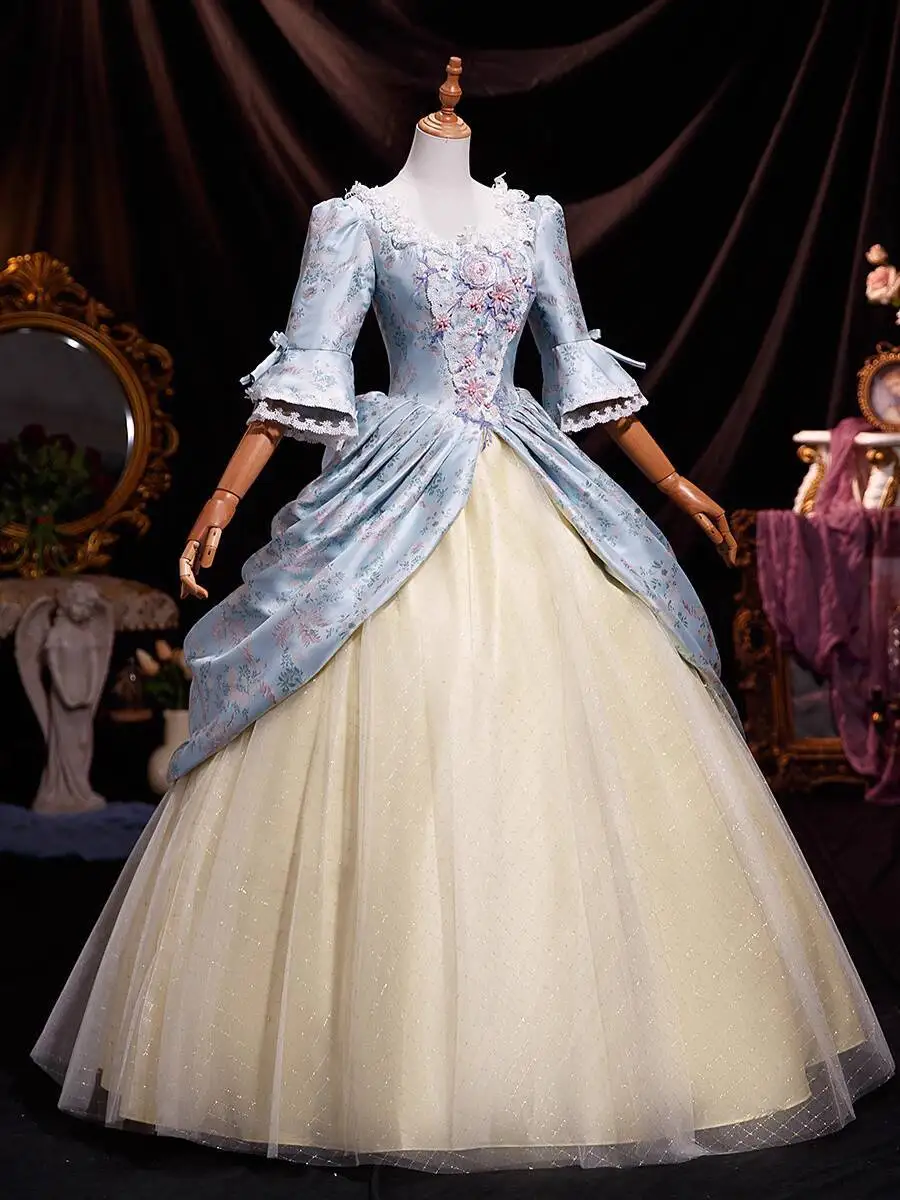 Middle Ages Court Dress Noble Perform Evening Party Ball Festooned Vehicle Tea Party Princess Dress Carnival Halloween Cosplay