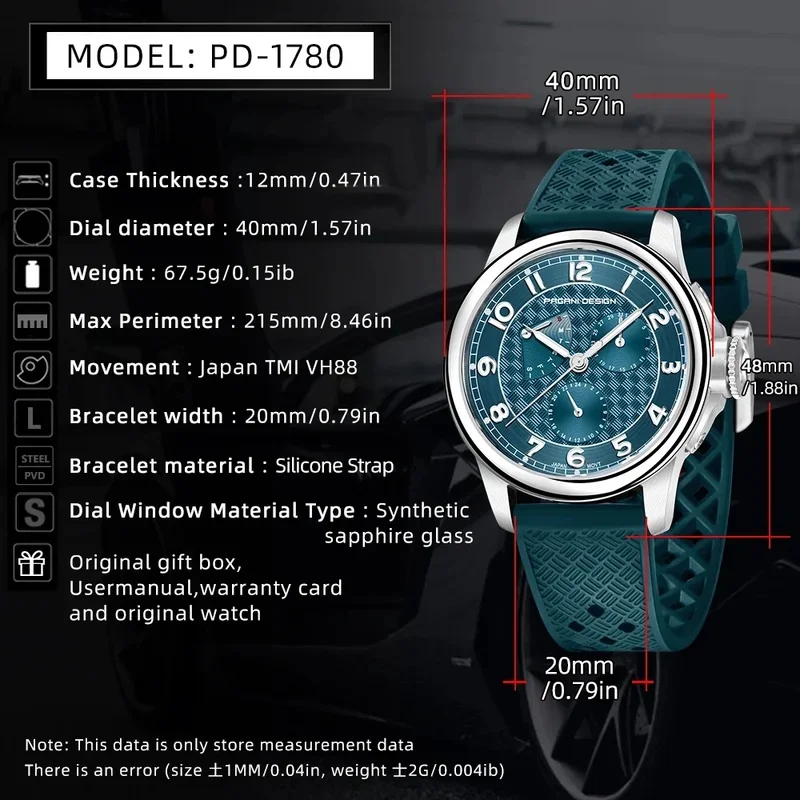 Pagani Design Man Watch 40mm Japan TMI VH88 Movt Sapphire Crystal Calendar 24 Hours Waterproof Quartz Wristwatch Reloj Homb New