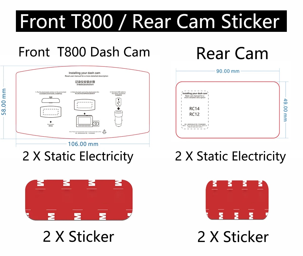 for 70mai Dash Cam 4K T800 Sticker Static Stickers Suitable For 70mai Dash Cam T800 HD Soft Nano-coated Screen Protective