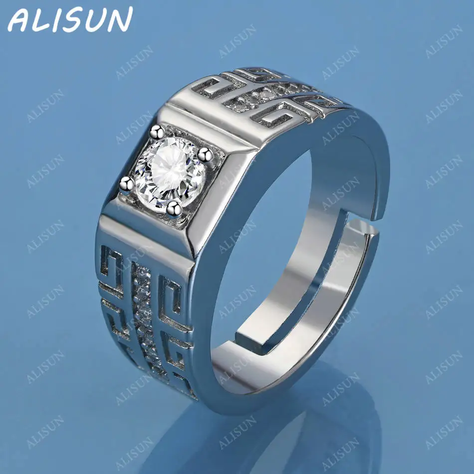 

ALISUN 925 Sterling Silver Zircons Wide Open Wedding Ring For Women Men Grace Jewelry Trend Fashionable Birthday Party Gifts