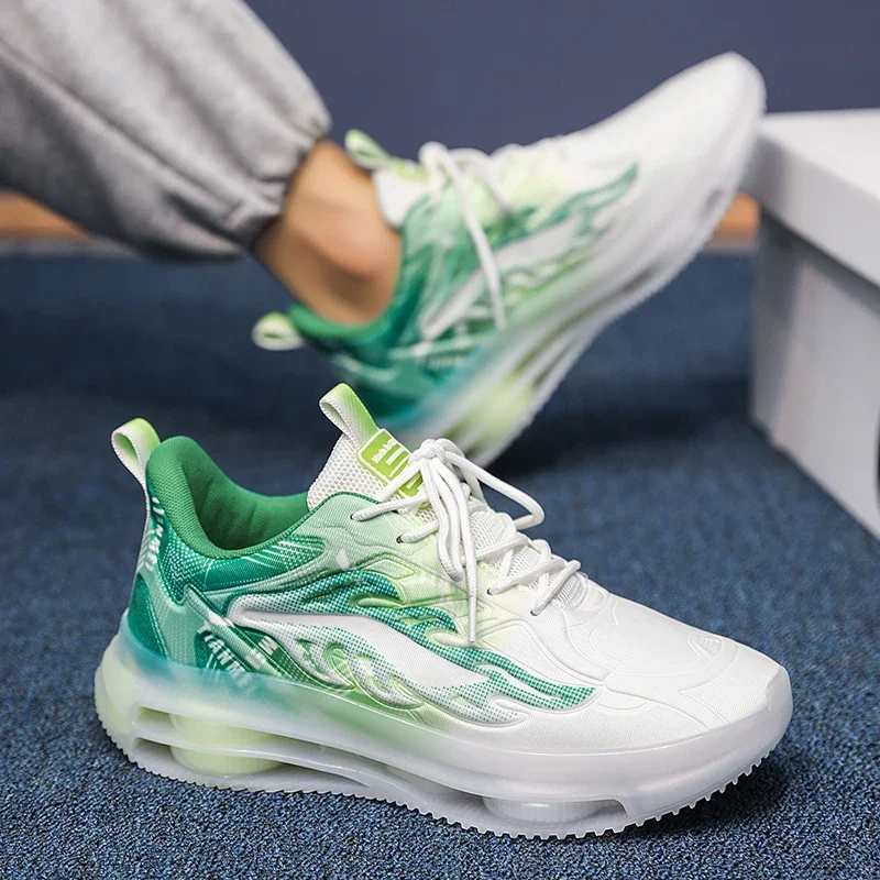 

2025 мужские кроссовки с сетчатым верхом из синтетического материала, износостойкая резиновая подошва, весна-осень, сезонный модный стиль папы, повседневный стиль