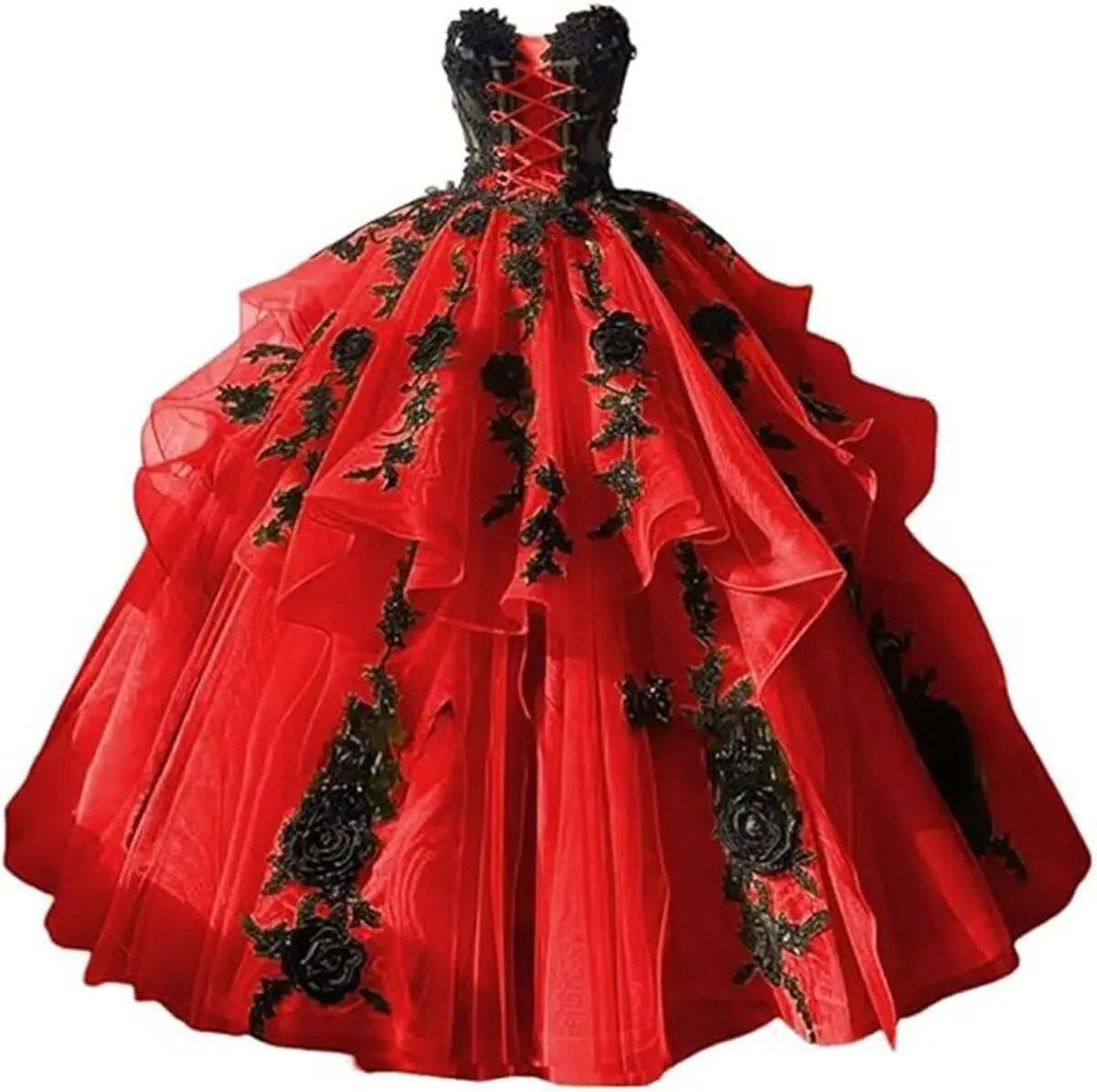 فساتين KIVARY النسائية القوطية المزينة بحفلات Quinceanera بدون حمالات لحفلات الزفاف والحفلات الراقصة