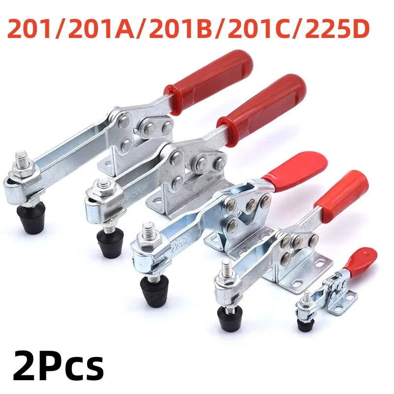 2PCS Horizontal Toggle Clamp Quick-Release Toggle Clamps Set 201/201A/201B/201C/225D Woodworking Fix Clip Tool for Carpentry