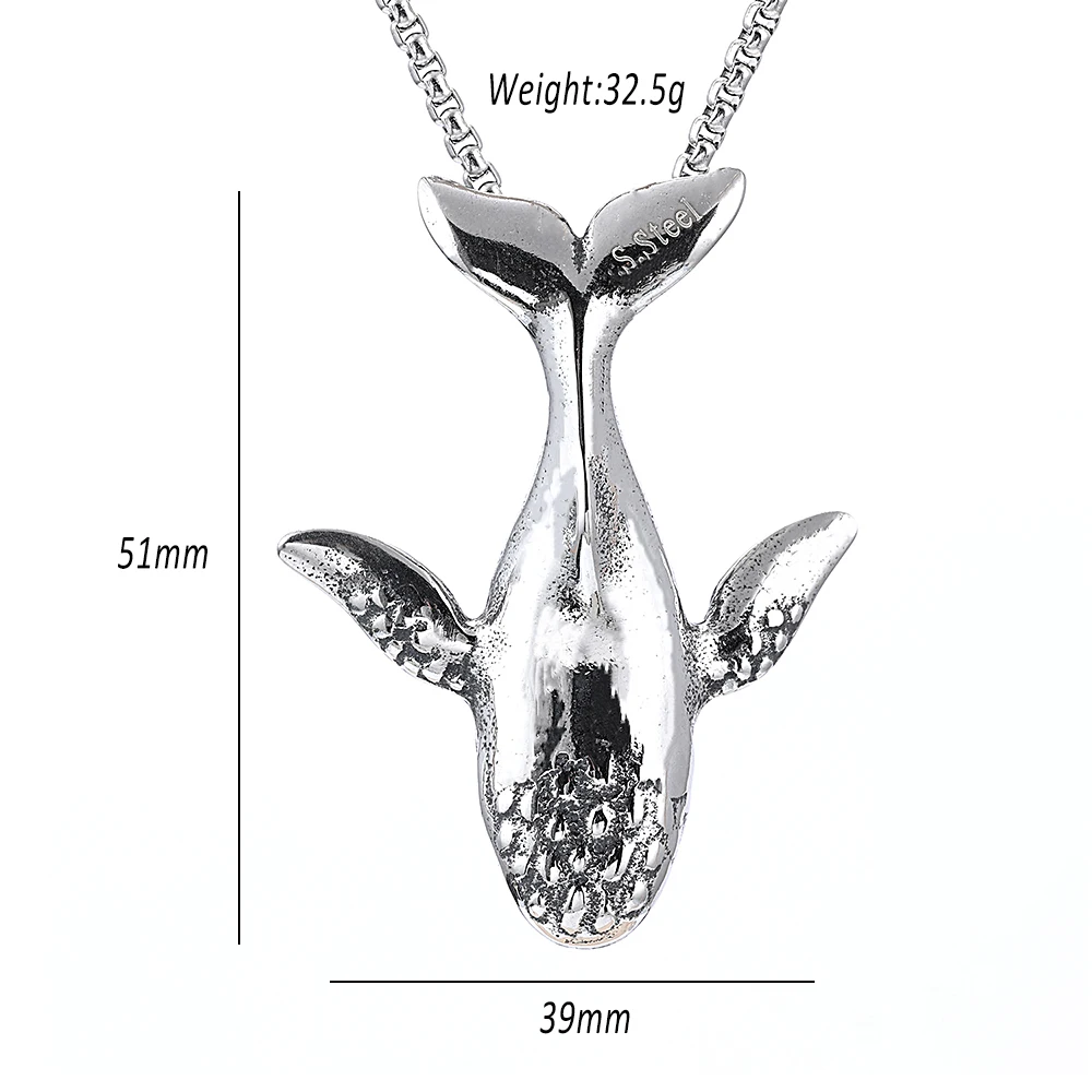 Fashion 316L Stainless Steel Charms Whale Pendant Necklace Men\'s and Women\'s Simple Jewelry Necklace Gift Accessories Wholesale