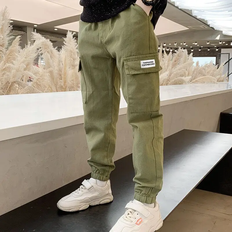 Boys Cargo Pants Spring Autumn Thick Boys Trousers Casual Kids Sport Pants Teenage Children Clothes For 4-11Year