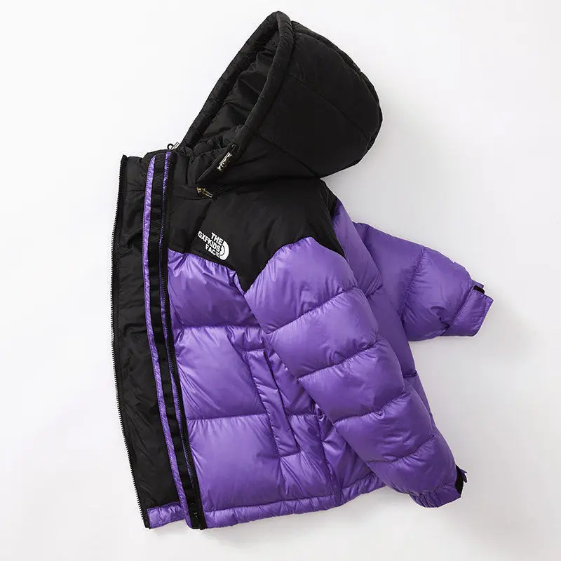 The new 2022 children down jacket short boy girl cuhk children even more winter coat hat brim children\'s clothes