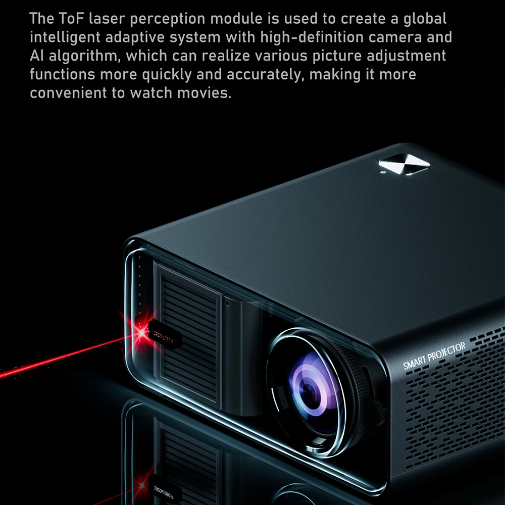 P60 150-inch Smart Projector 4K 1080P WIFI 6 BT5 600 ANSI Lumens Auto Keystone Correction Focus Home Outdoor Portable Projector