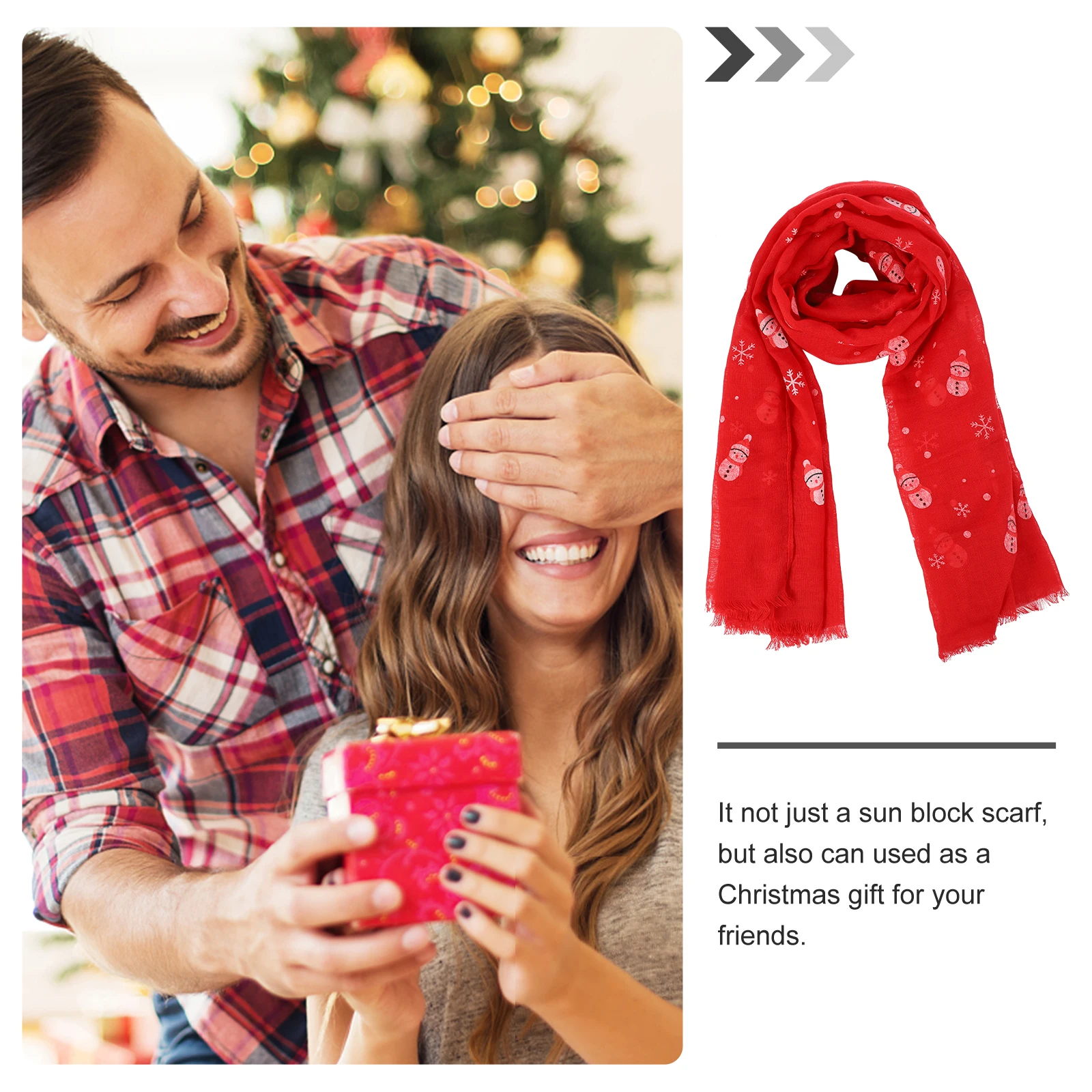 

Snowflake Printed Scarf Snowman Delicate Shawl Durable Artificial Christmas Wearing Red Fresh Style Miss