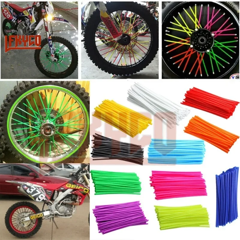 72pcs Spoke Skins Covers For Motocross Dirt Bike Wheel Rim Guard Protector Wraps