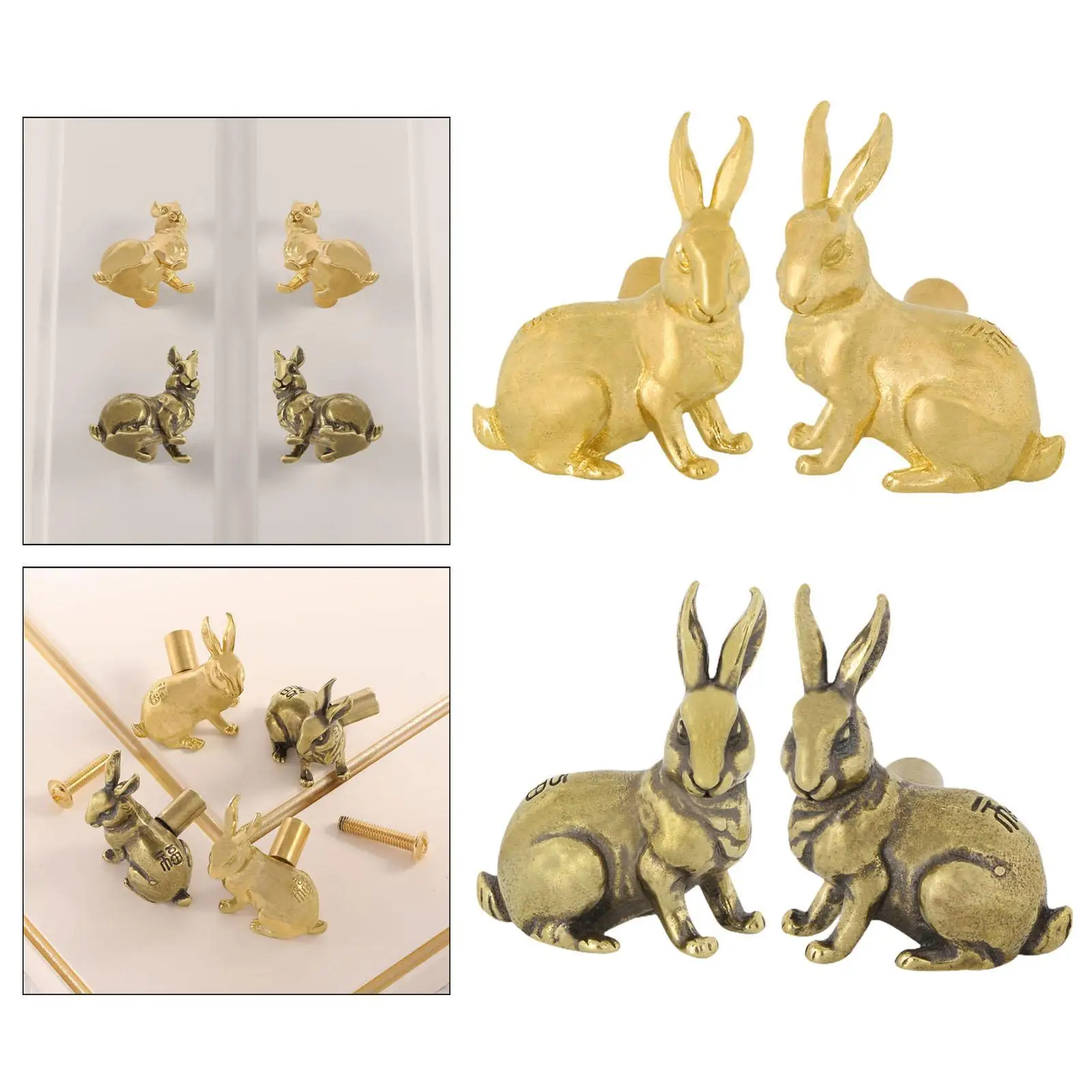 2 Buah Gagang Pintu Tembaga Kenop Lemari Kelinci untuk Lemari Laci Lemari Pakaian