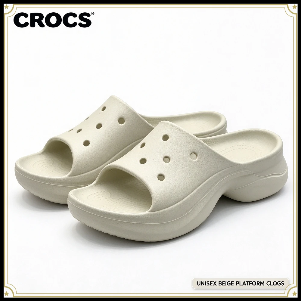 Crocs Little Whale Platform Slippers Women's Open-toed Hole Shoes Retro Versatile Outdoor Beach Cool Slippers