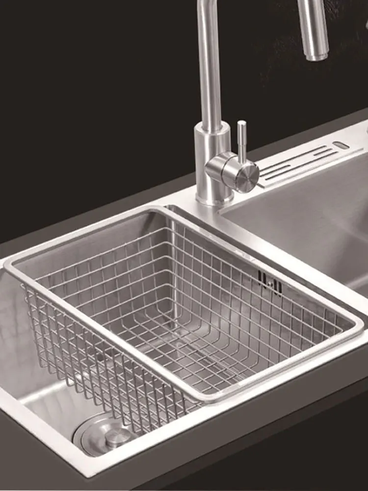 Kitchen sink drain basket drying tableware drain rack washing vegetable fruit basket high-end nano basket water scouring rack