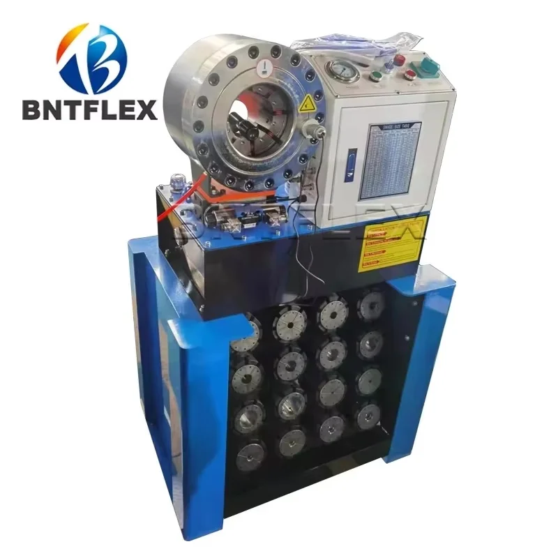 3/16 Inch to 2 Inch Hydraulic Hose Crimping Machine BNTP69 Touch Screen Button Way Type 12 Sets Dies for Rubber Product Making