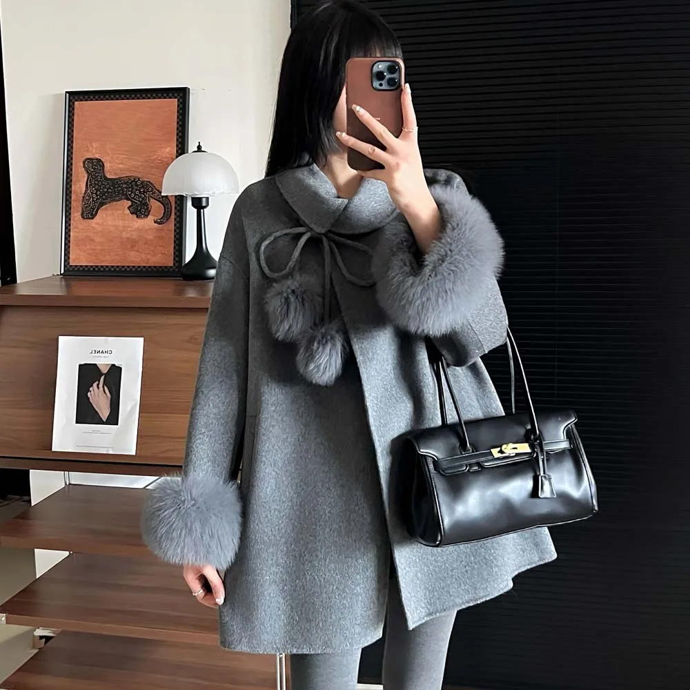 

Autumn/Winter New French Lady WoolCoat Women Clothing Fashion Mid Length Top Wool Outerwear double side Winter Coats