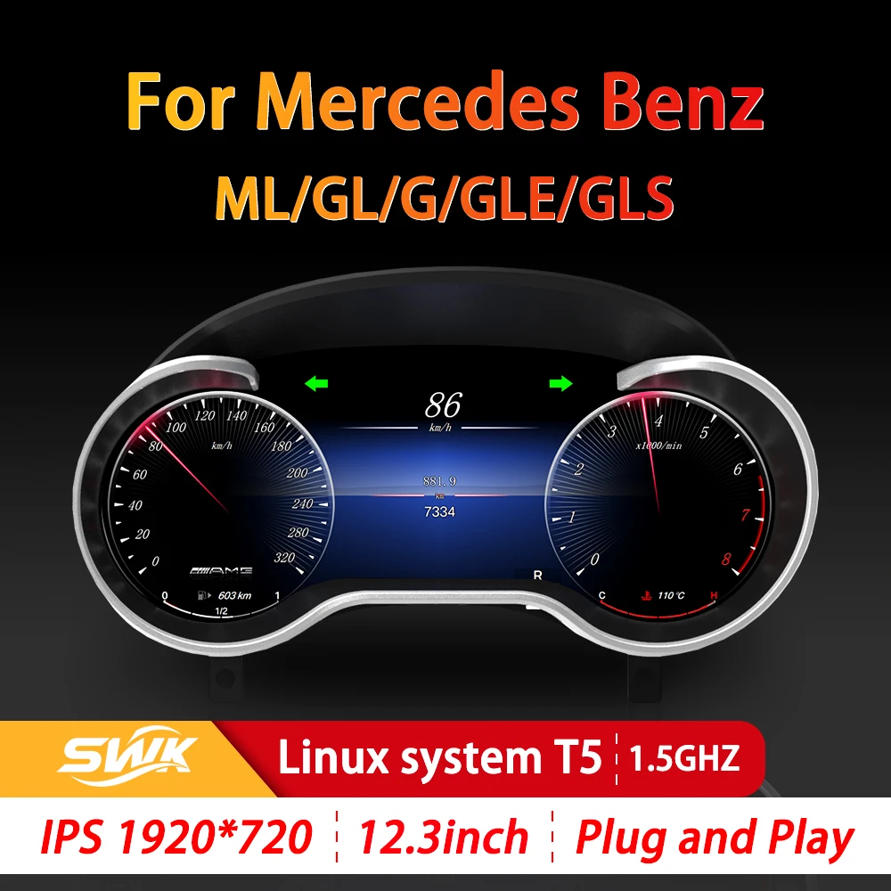 

12,3-дюймовый Painel qled sistema linuxfor mercedes benz gle gls ml350 gl350 w166 Painel ЖК-дисплей do carro инструмент кластер цифровой