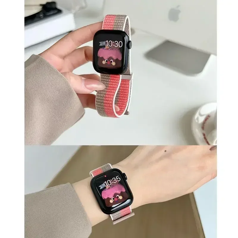 Nylon Solo Loop Bands for iWatch Series 9-Ultra,Adjustable Breathable Braided Straps