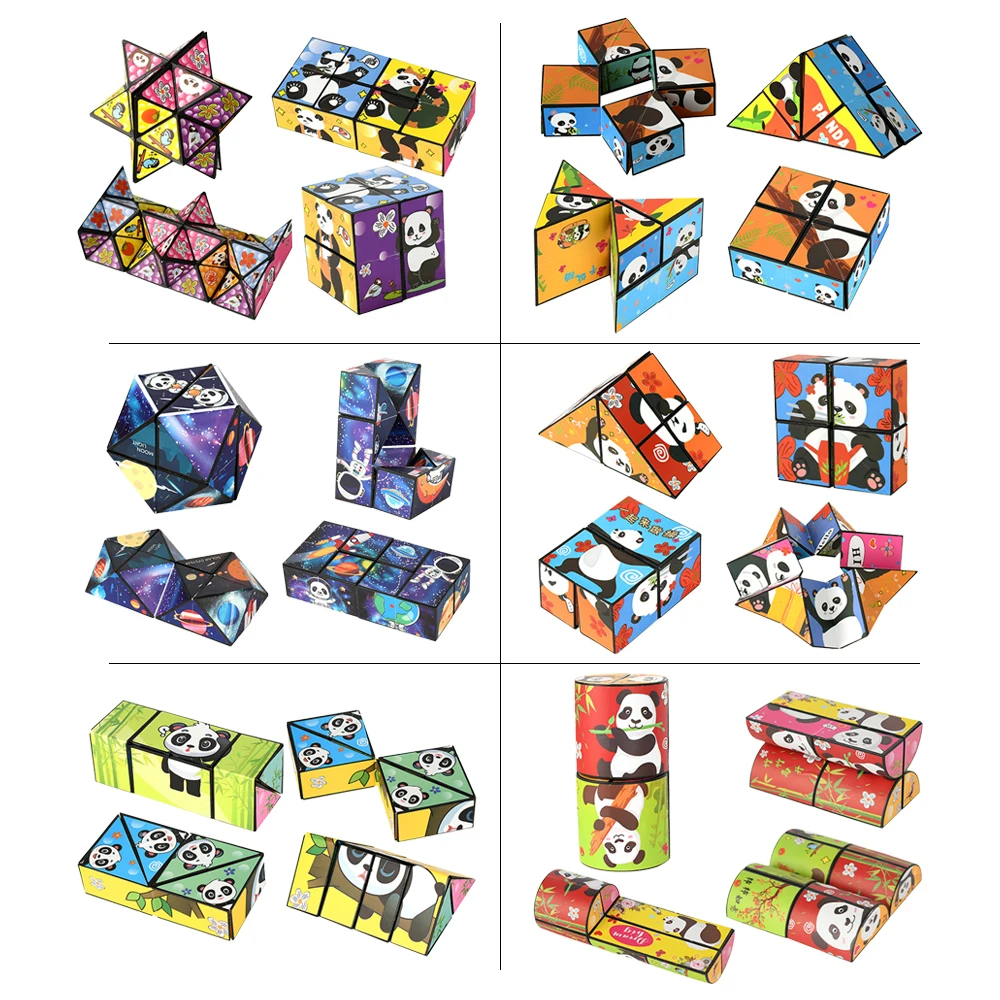 Panda Infinito Cubo Magico Lanciando Decomprimi Puzzle Tridimensionale Piccolo Giocattolo Antistress A Mano Flip Puzzle Forma Cambio Scatola