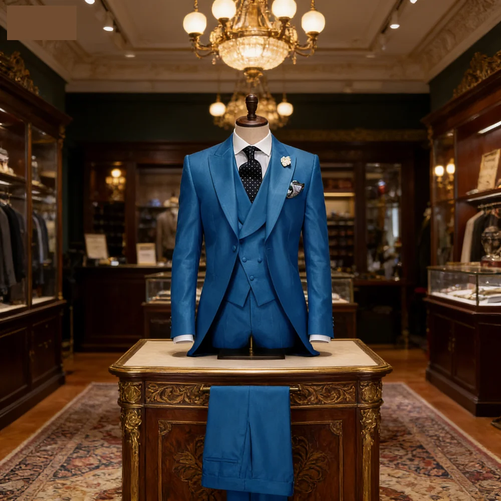 

Мужской костюм-тройка на заказ с пиджаком, жилетом и брюками для свадьбы, жениха и особых случаев