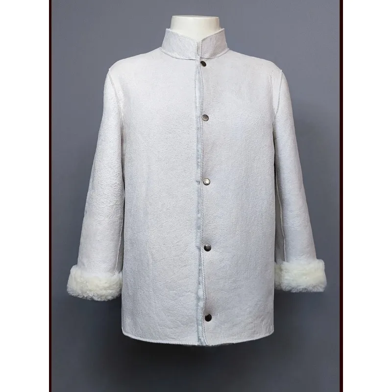 

Natural Wool Winter Warm Sheep Skin Coat Thickened Wool Liner Genuine Leather Thermal Jacket Pure Sheep Fur One Piece Coat