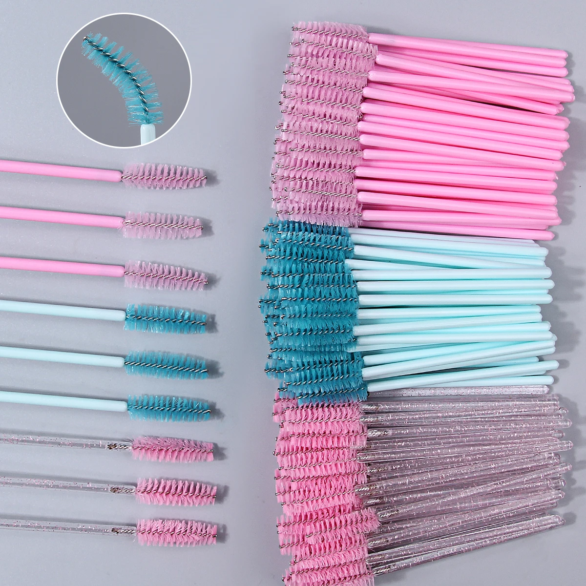 50/150Pcs Disposable Mascara Wands Spoolies - Crystal Handle Eyelash Extension Brushes