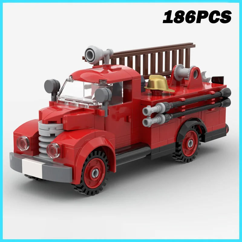 

Набор для сборки модели пожарной машины 1940-х годов (186 деталей) MOC City Rescue Vehicle, конструктор, игрушка для детей, подарок на день рождения для мальчика