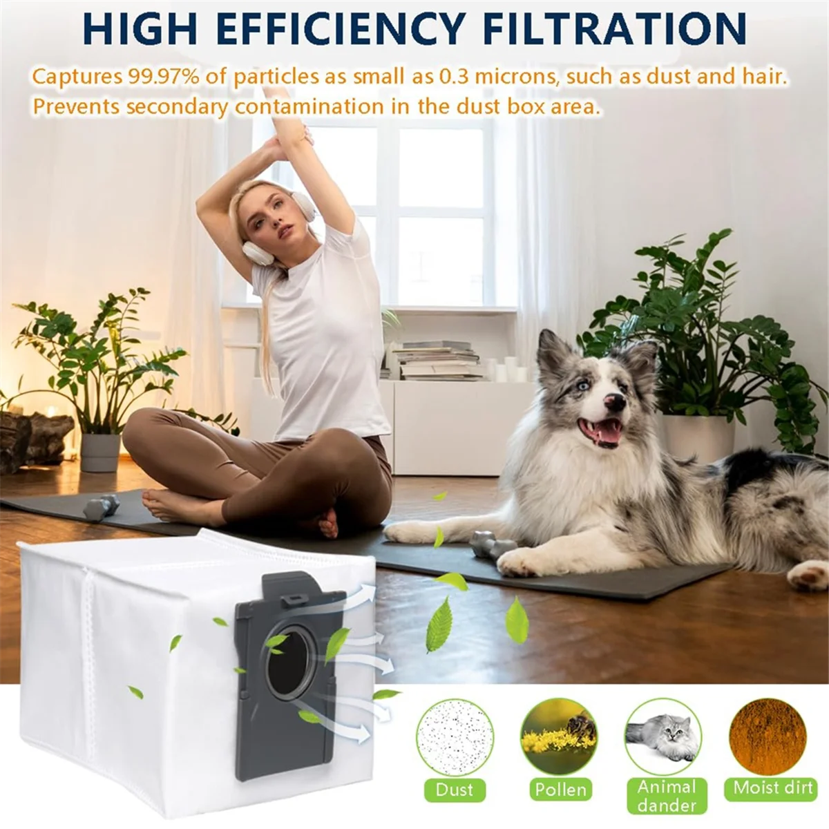 Combatible for dreame L10S Pro/X30อัลตร้า/X40หุ่นยนต์ดูดฝุ่นอัตโนมัติ, ความจุขนาดใหญ่3.2ลิตร, ถุงกันฝุ่น