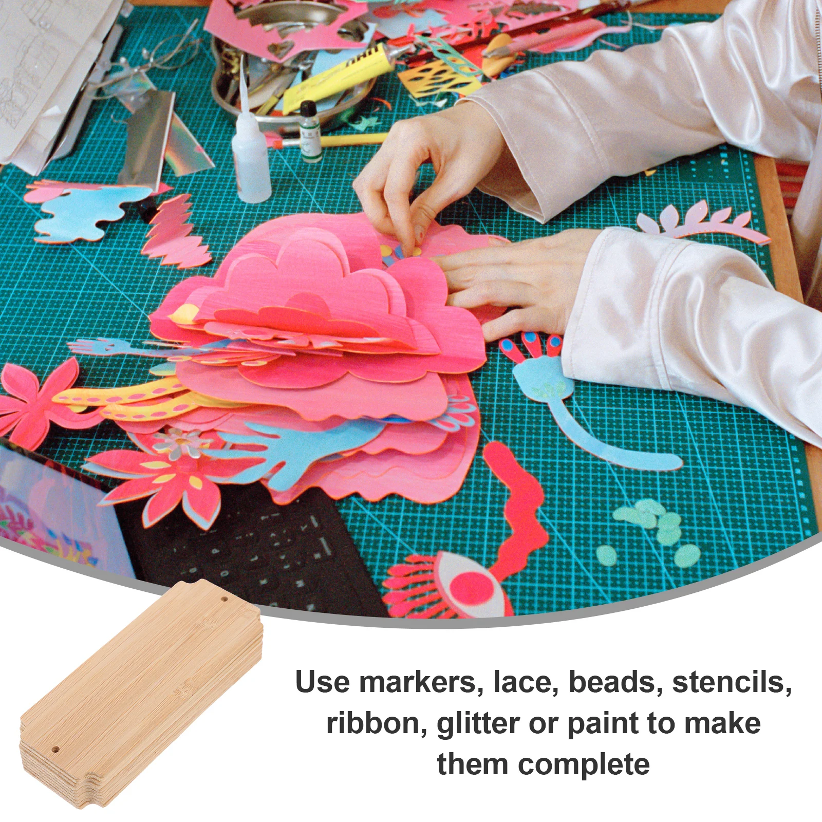 10 Stück leere Bambus-Lesezeichen, 12 cm x 5 cm x 0,2 cm, DIY-Bastelanhänger für Kinder, Malerei, unvollendete Bambus-Ausschnitte, Lesezeichen-Plaketten