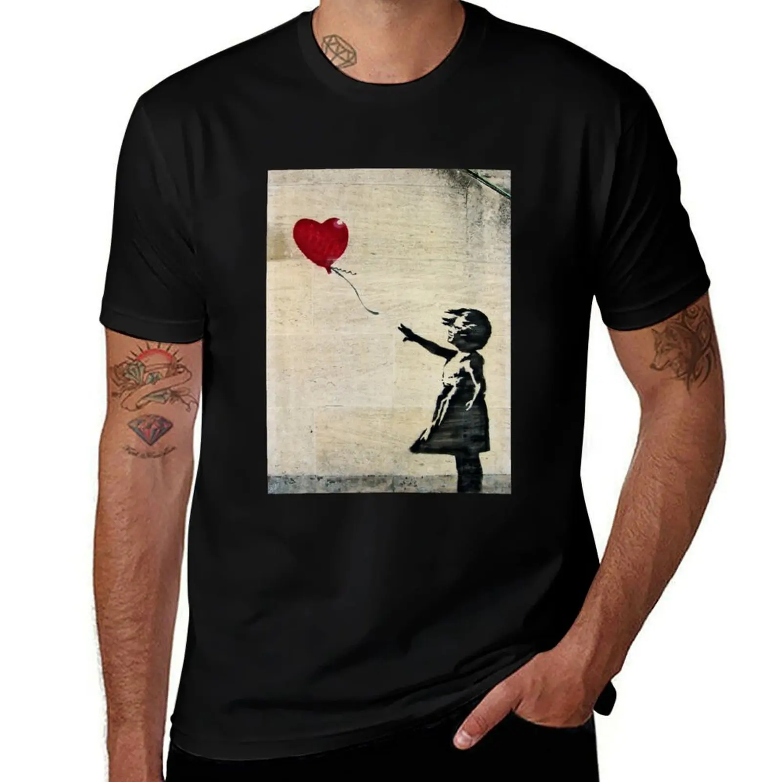 

Banksy's Girl with a Red Balloon III T-Shirt Breathable Sportswear T-Shirt for Men