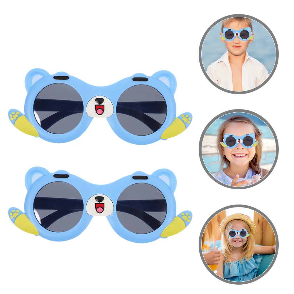 

2Pcs Stylish Children Sunglasses Pc Material Uv Blocking Cute Eyeglasses for Toddlers Boys Girls Pool Beach Party Decor
