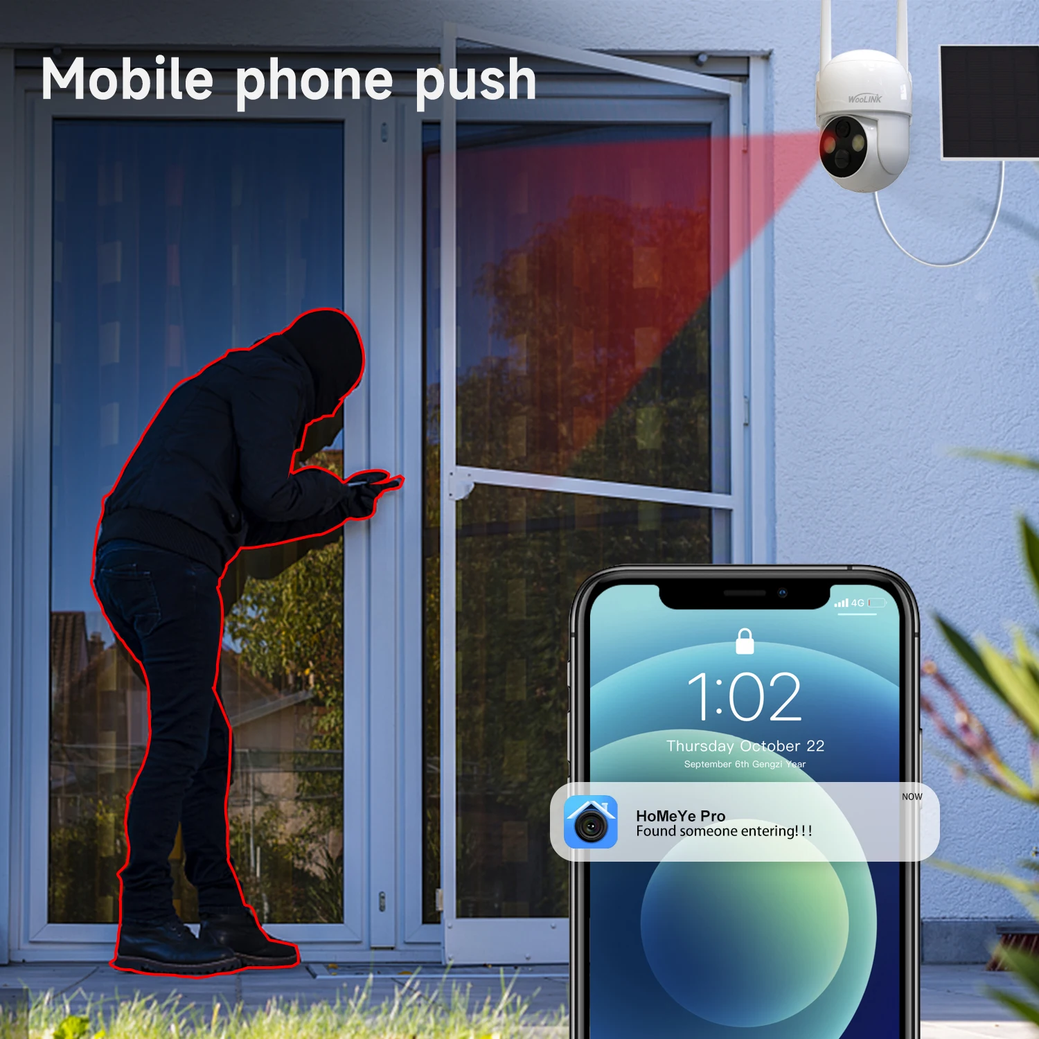 2 Packs Solar Camera Wireless Security Monitor Outdoor 4MP Battery Solar Powered Camera Motion Detection Audio Alarm 360° PTZ