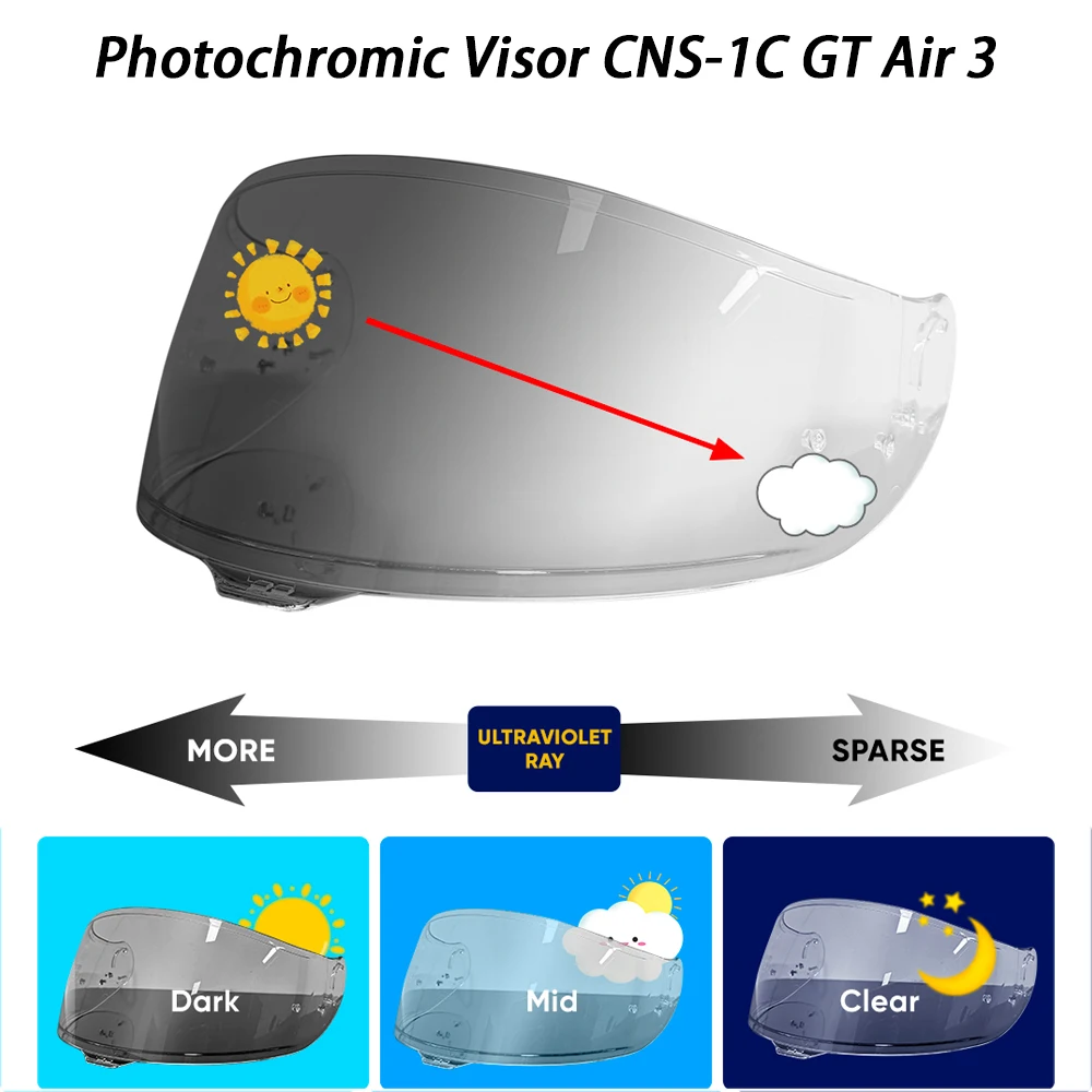 

helmet Photochromic Visor For Shoei CNS-1C GT Air 3 Shield