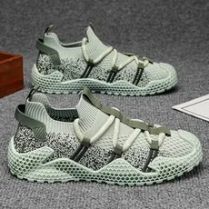 

2026 Breathable fei-woven mesh men's casual shoes Men's Outdoor Sports Shoes Summer Genuine Leather Breathable Mesh Upper Shoes