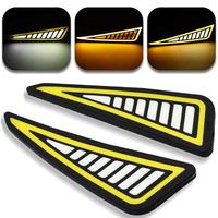 Car Led Daytime Running Lamp Cob Driving Turn Signal Two-color Bendable High-power Super-bright Bumper Light Strip