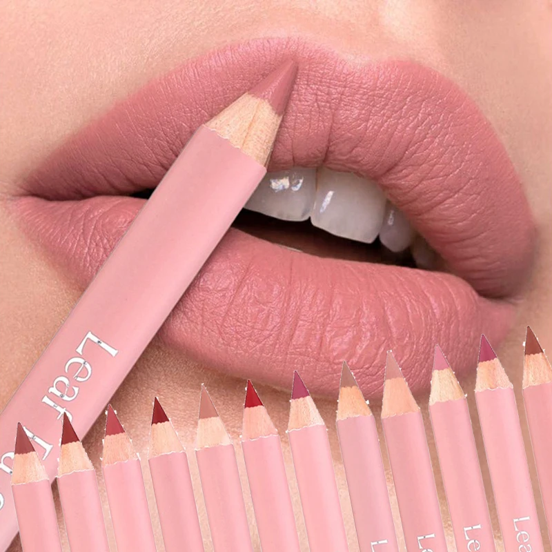 12 Colors Matte Lip Liner Pencil Velvet Waterproof Lasting Lip Pencil Contour Outline & Fill Lipstick Smudge-Proof Lip Makeup