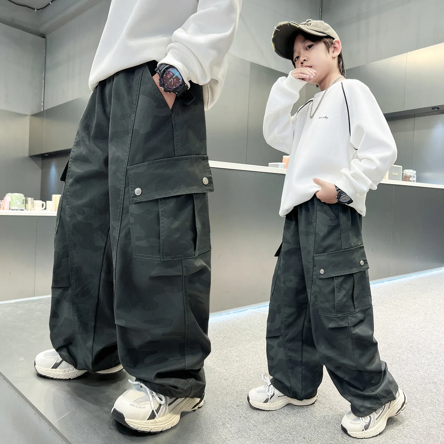 

Autumn Teenager Boys Cotton Cargo Pants Children Casual Sweatpants Camouflage Sports Trousers Fashion Children's Clothing 4-14Y
