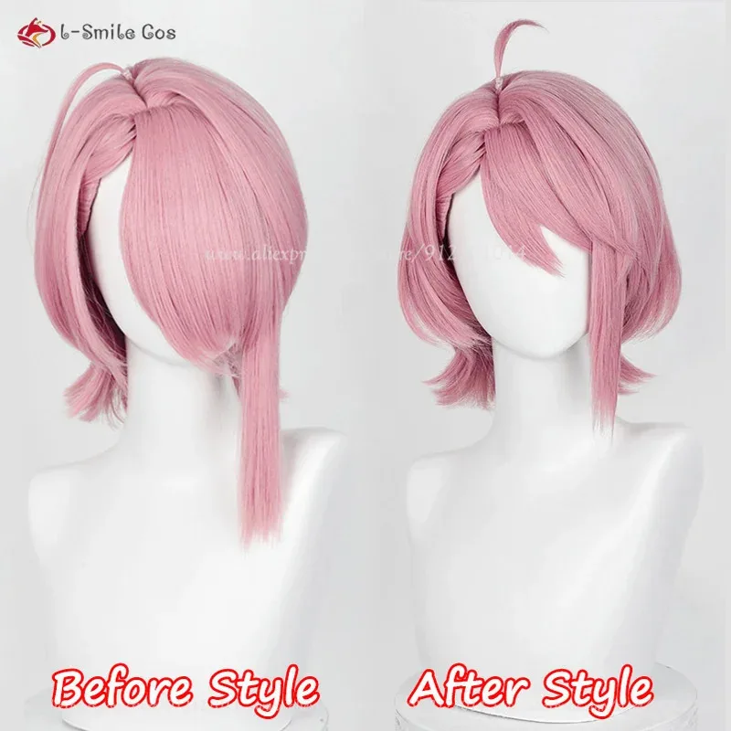 

Аниме Shiratori Aira Косплей 33 см Короткие розовые имитация кожи головы Термостойкие синтетические волосы Парики для Хэллоуина + шапочка для парика