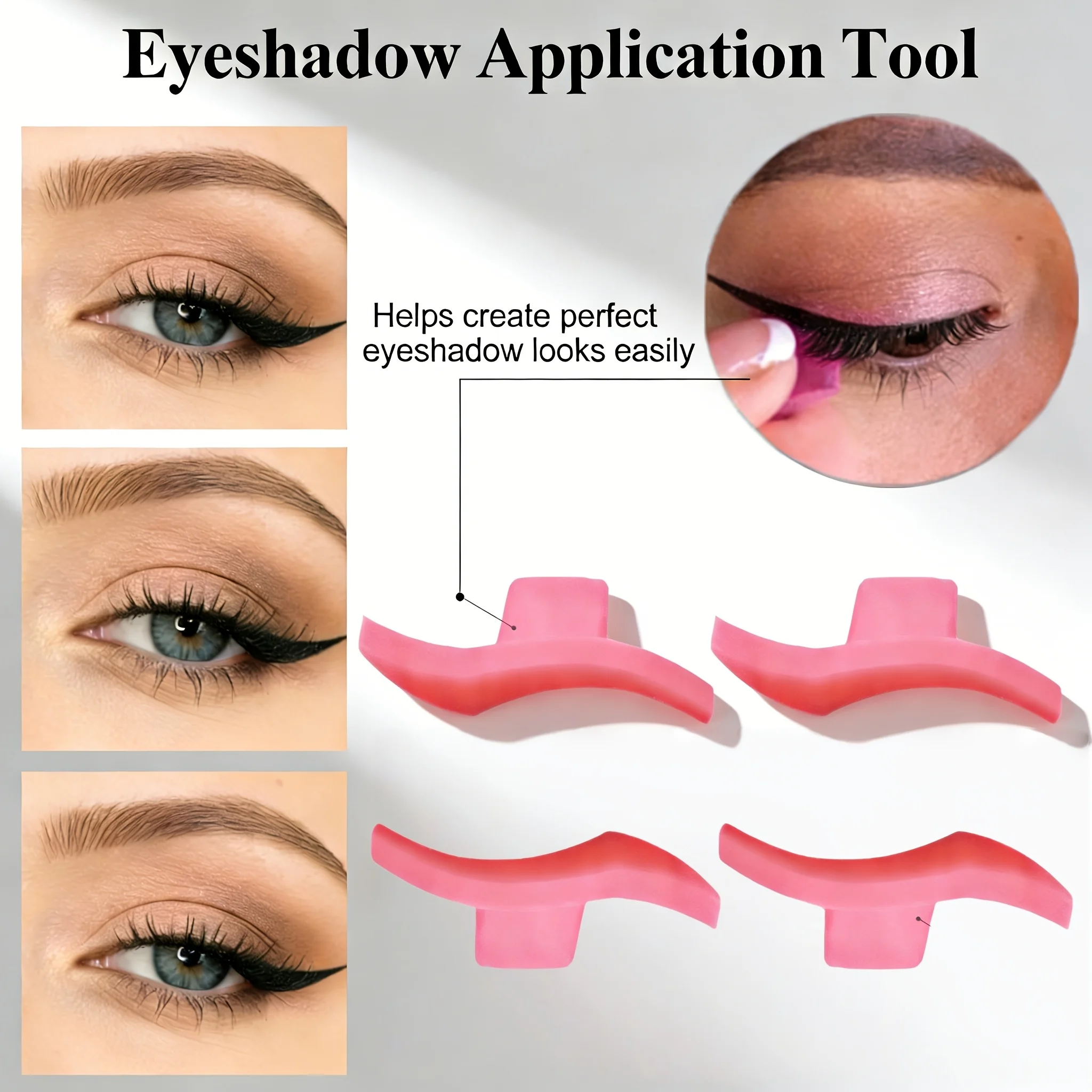 4-teiliges Silikon-Eyeliner-Schablonen-Set für geflügelte Katzenaugen, Wiederverwendbare Mascara-Schutzvorlage, Lidschatten-Applikator, Make-up-Stempel-Hilfe