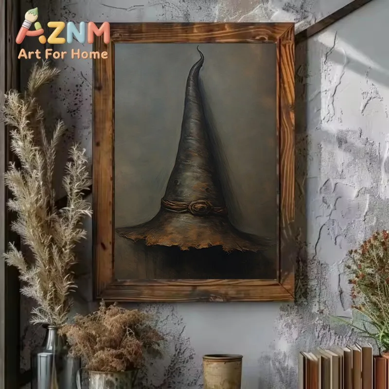 Vintage Gothic Witch Black Cat Bat Pumpkin Spider Wizard Broomstick Halloween Poster Canvas Painting Wall Pictures Home Decor