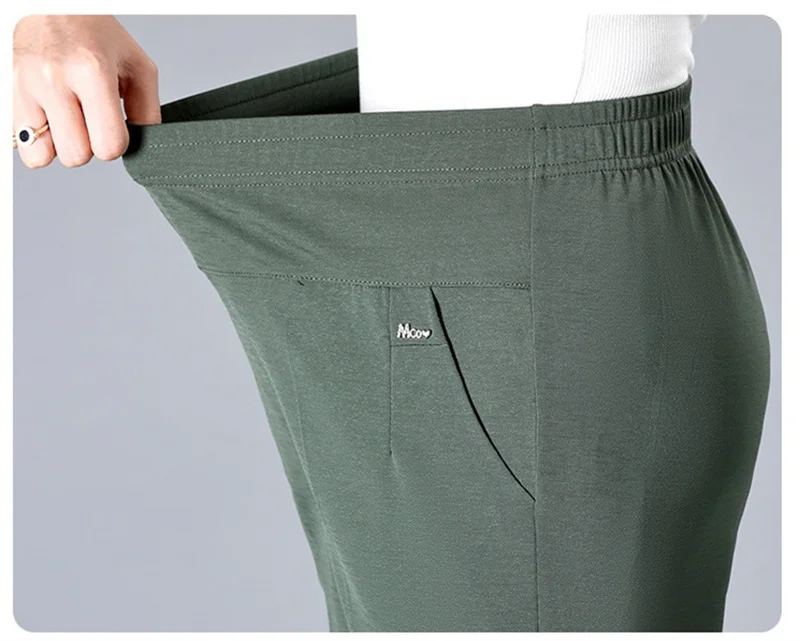 Middle Aged Women's Pants 2026 New Summer Thin High Waiste Elastic Loose Straight Pants Female Casual Trousers 5XL 6XL 7XL 8XL