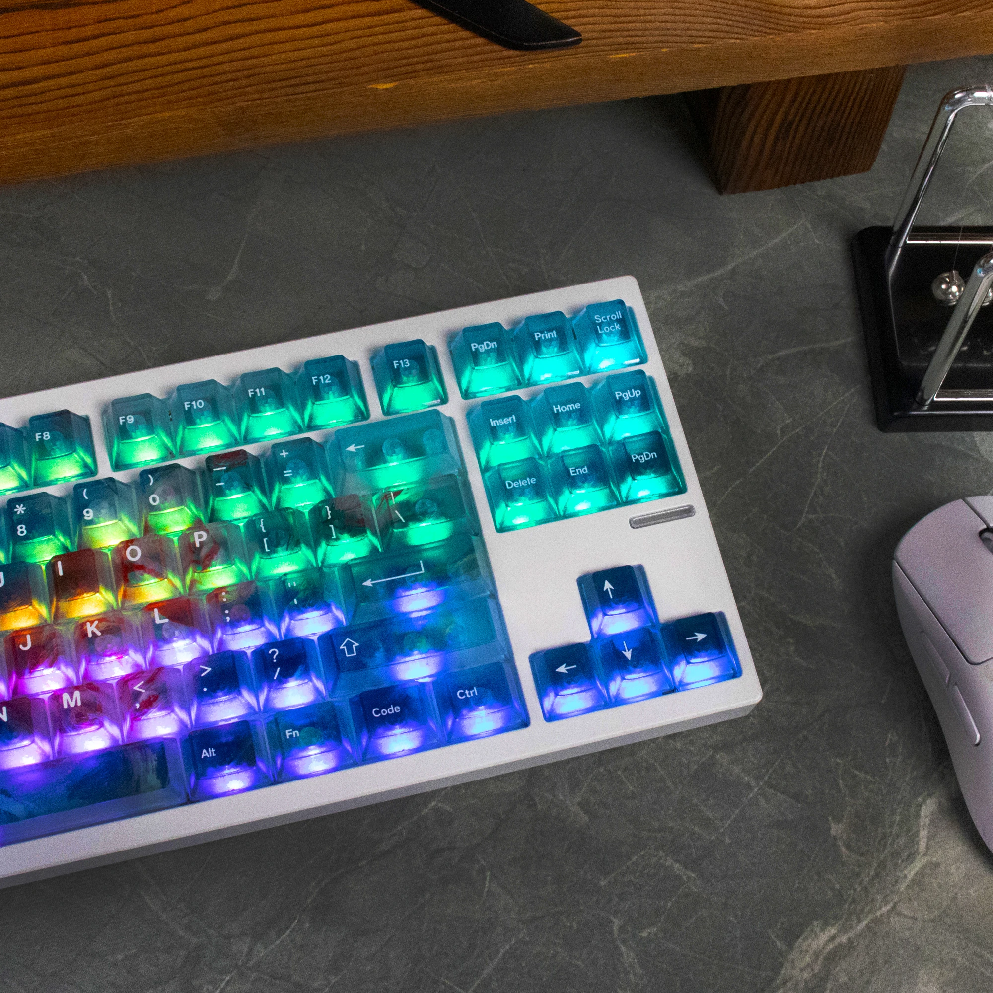 คีย์แคปแบบด้านโปร่งแสงลายกุหลาบ 122 คีย์ โปรไฟล์ Cherry สำหรับคีย์บอร์ดแมคคานิคอล MX Cherry