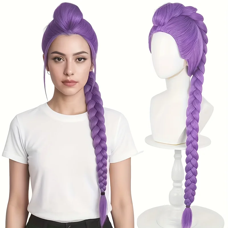 Purple Knitted Wig for Women and Men-Knitted Hair Supplement with Reliable Switch Review,Easy Maintenance Synthetic Wig Cosplay