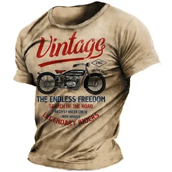 Vintage Motorcycle T-Shirt Men's Racing Printed Short Sleeve T Shirt for Men Motor Biker Summer Casual Oversized Tops Clothing