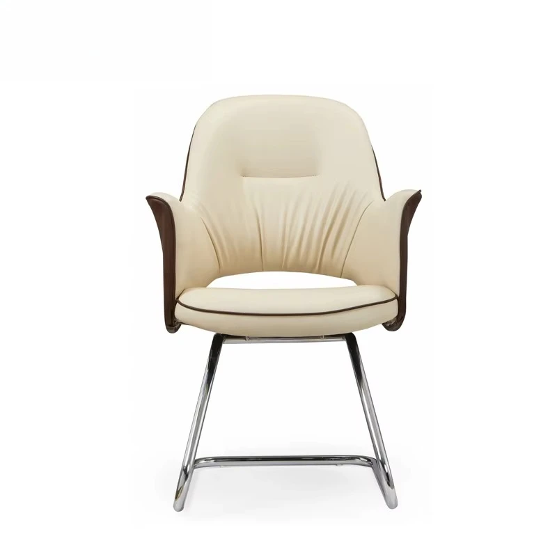 

✗x Luxury Executive Pu Visitor Chair Pu Leather Beige Color Waiting Chair with Armrest Business Office Chair&