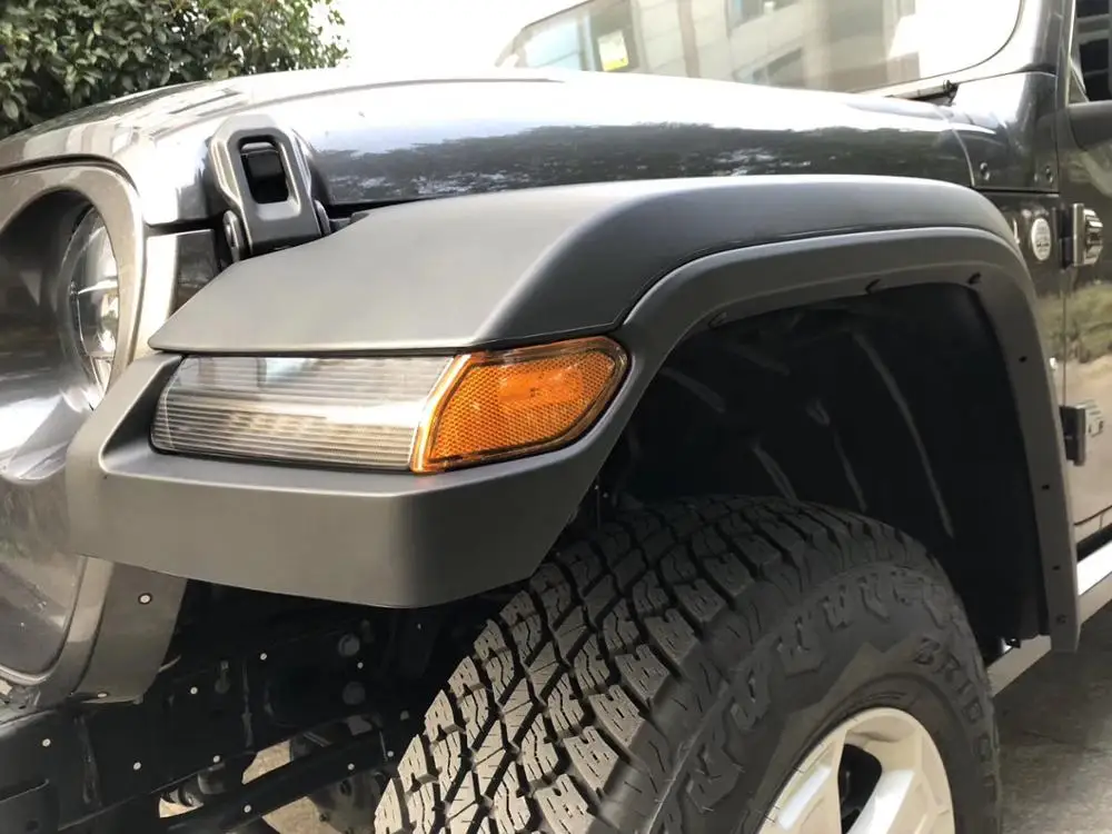 Front Fender Flares Kit with DRL Sequential Turn Signals Lights JL Style for jeep Wrangler JK 2007-2017
