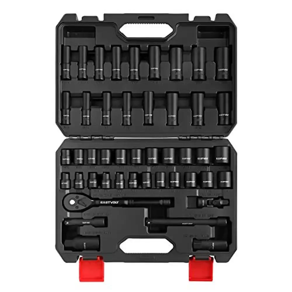 Metric SAE Drive Socket Set, Catraca Reversível, Qualidade Premium, Kit de Ferramentas Cromo Vanádio, 72 Dentes, 46 Pcs