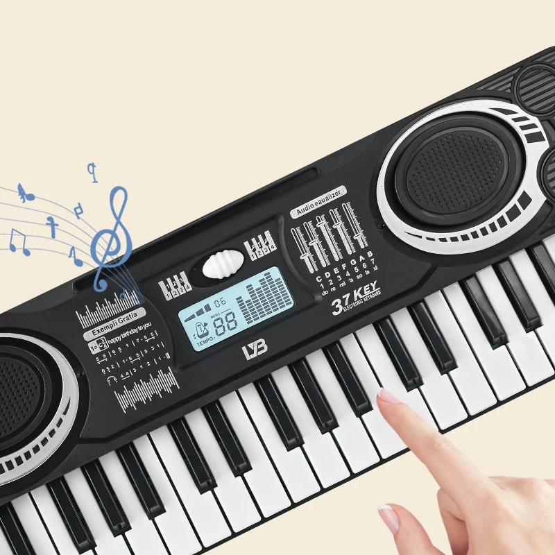 Teclado Digital portátil de 37 teclas para niños, Piano Electrónico Digital con pantalla LED, instrumento Musical para niños, juguete educativo