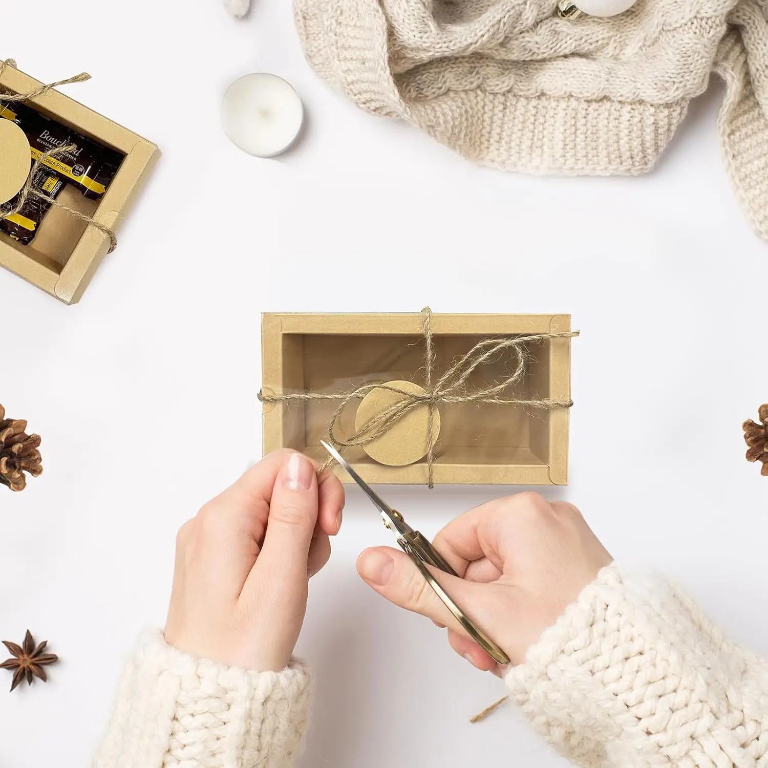 

30 Pcs Drawer Kraft Boxes, 6.5 x 3.5 x 2 in with Window for Party Favor Treats, Candy and Jewelry, Kraft Soap Packaging